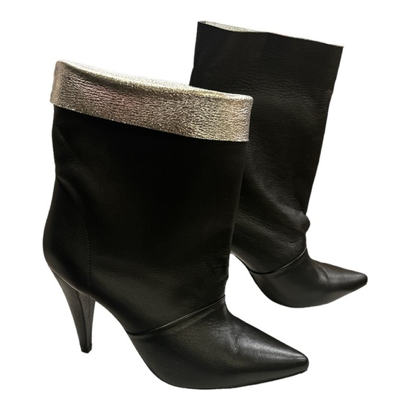 IRO Avina Black Lambskin Leather NWT Metallic Silver Lined Boots Size 38 - Picture 7 of 13